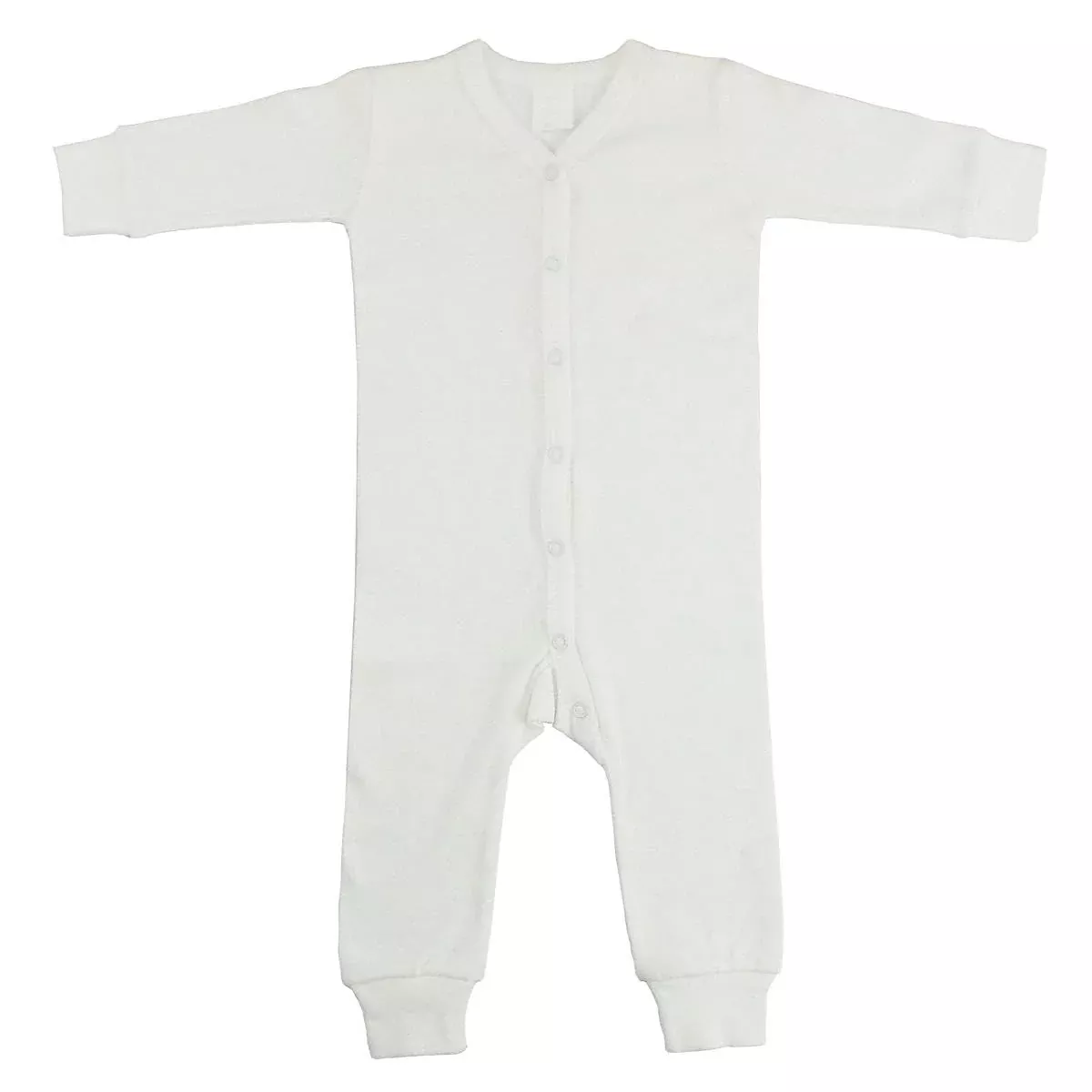 Bambini Interlock White Union Suit Long Johns, Medium