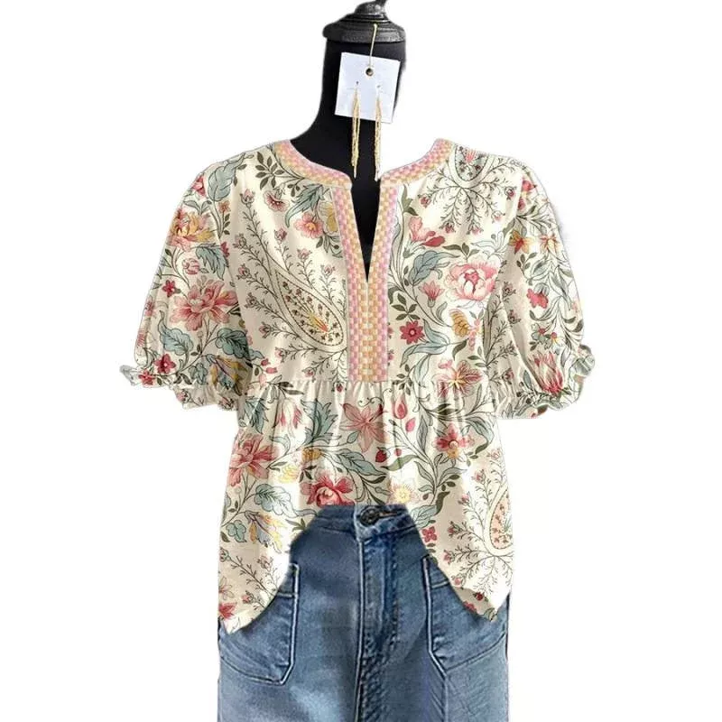 Chic Ruffled Sleeve Blouse - 3D Texture Bubble Crepe Pullover Top