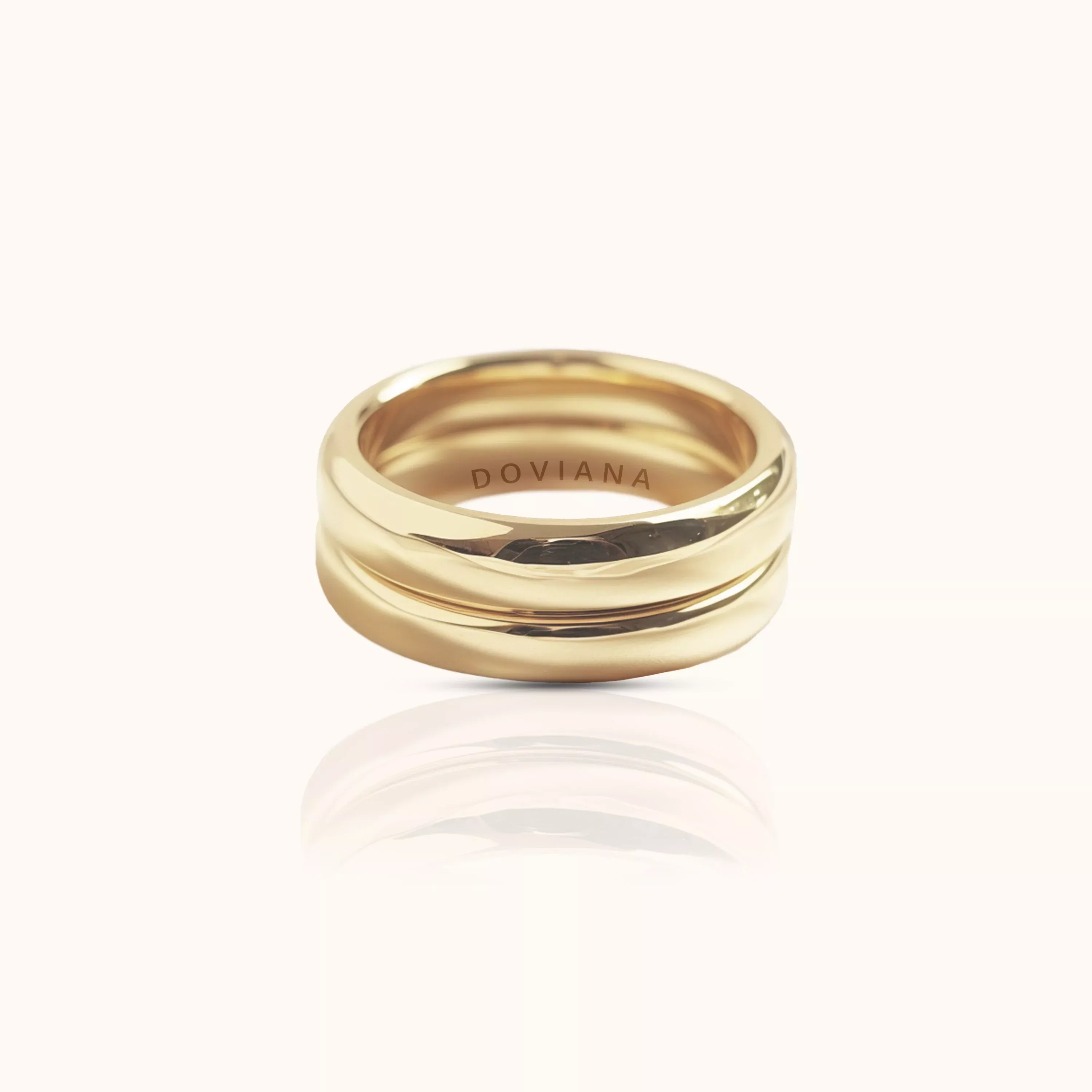 Double Layer Chunky Band Titanium PVD Gold Ring