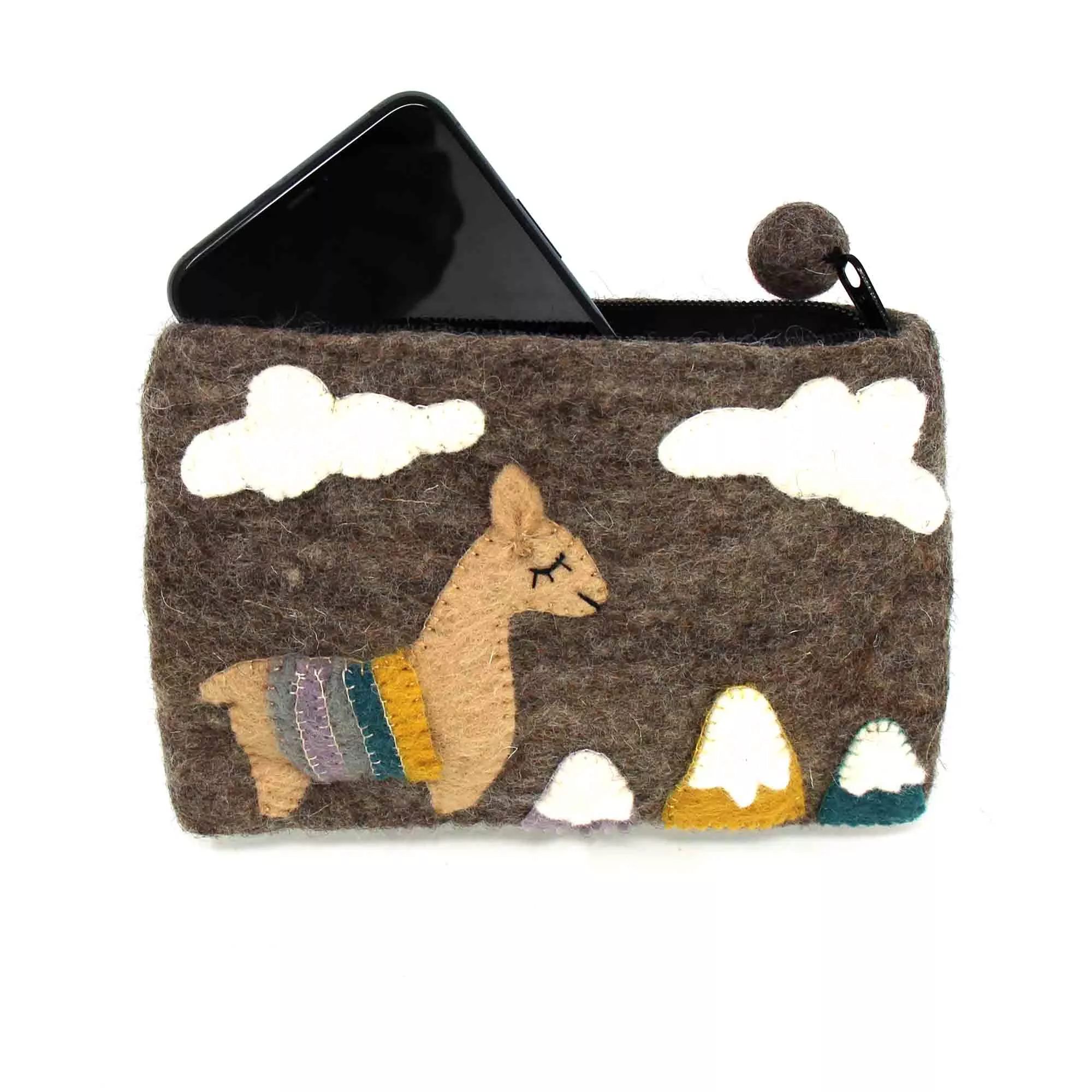 Hand Crafted Felt: Llama Pouch