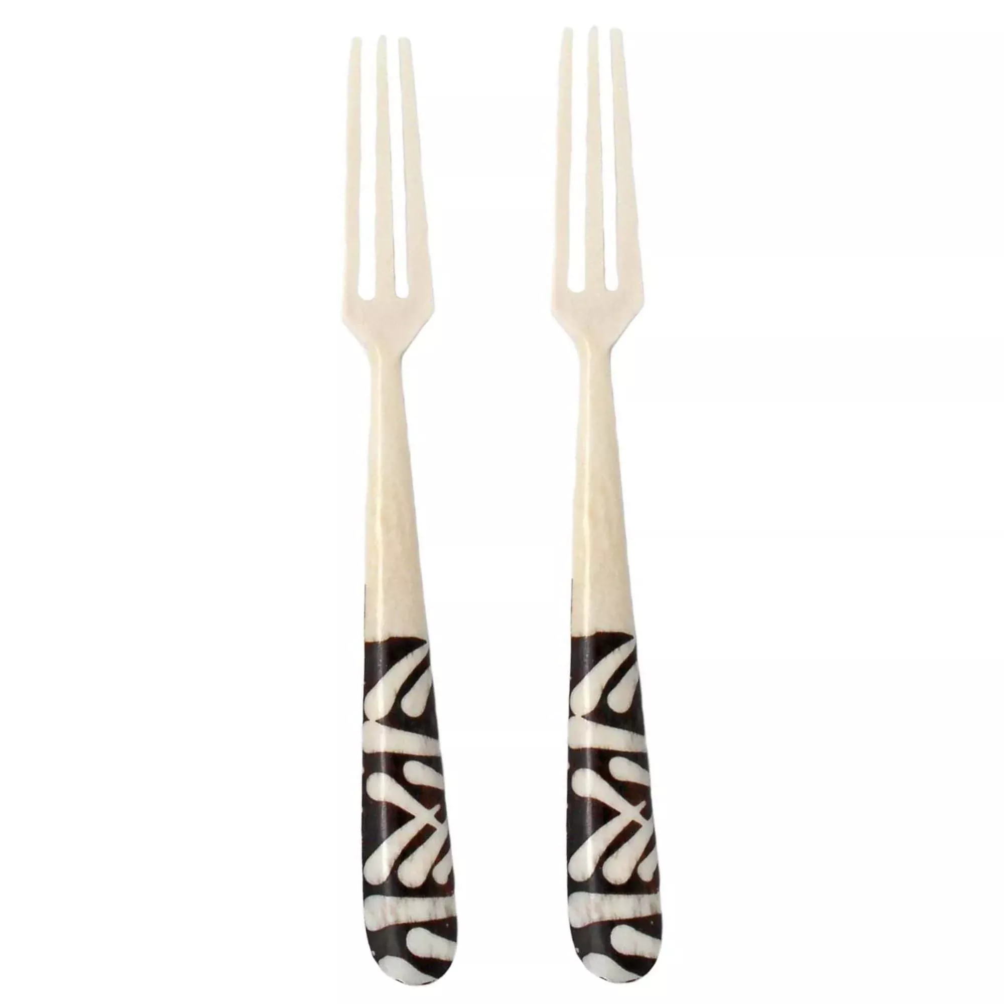 Long Batik Bone Appetizer Forks, Set of 2