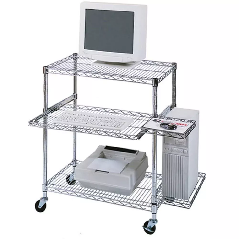 LUXOR LICW4218 Adjustable Wire Mobile Workstation - Pullout Tray