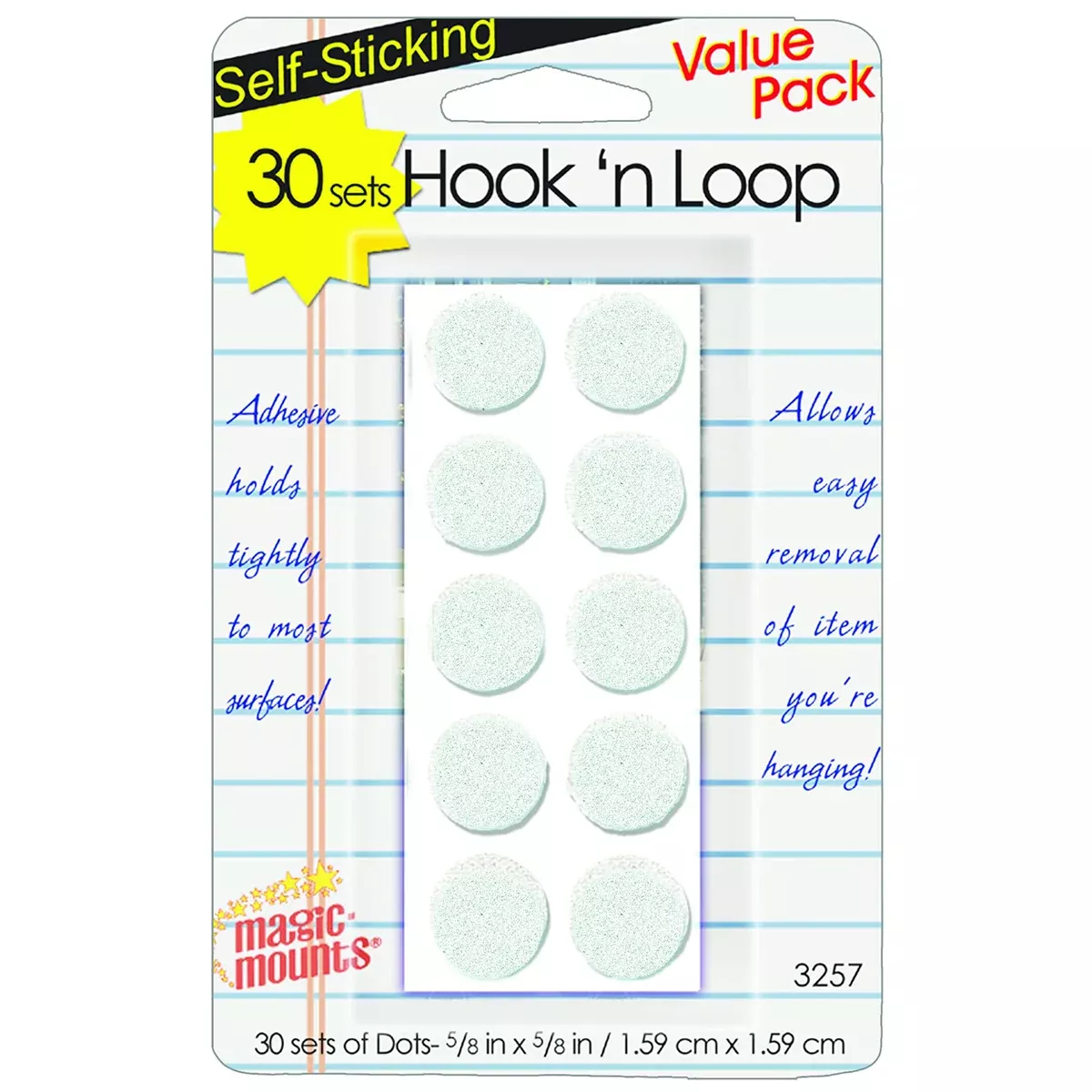 Magic Mounts Hook 'n Loop, 5/8" Dots, 30 Sets