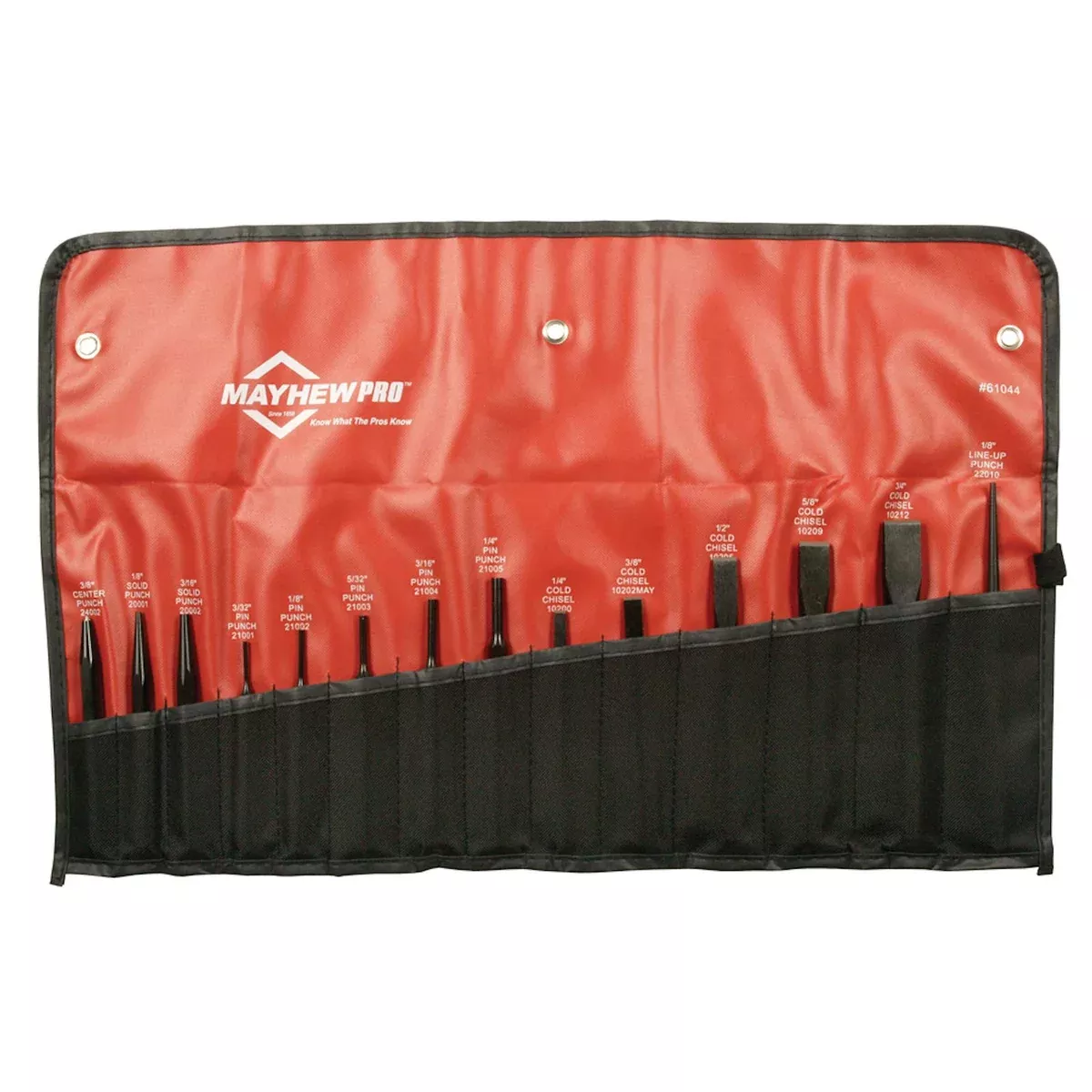 Mayhew Pro 61044 Punch and Chisel Kit, 14-Piece,Black