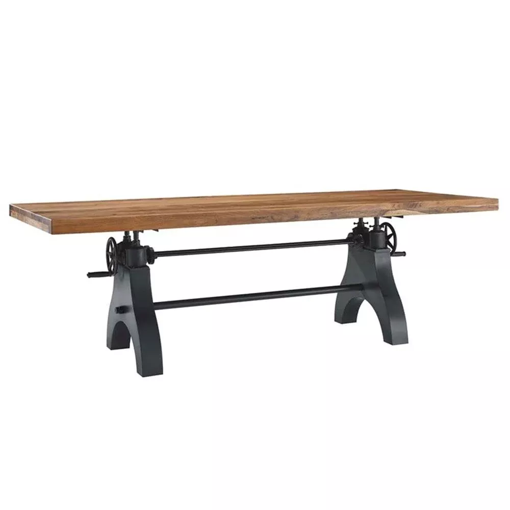 Modway EEI-6149-BLK-NAT Genuine 96" Crank Adjustable Height Dining and Conference Table, Black Natural