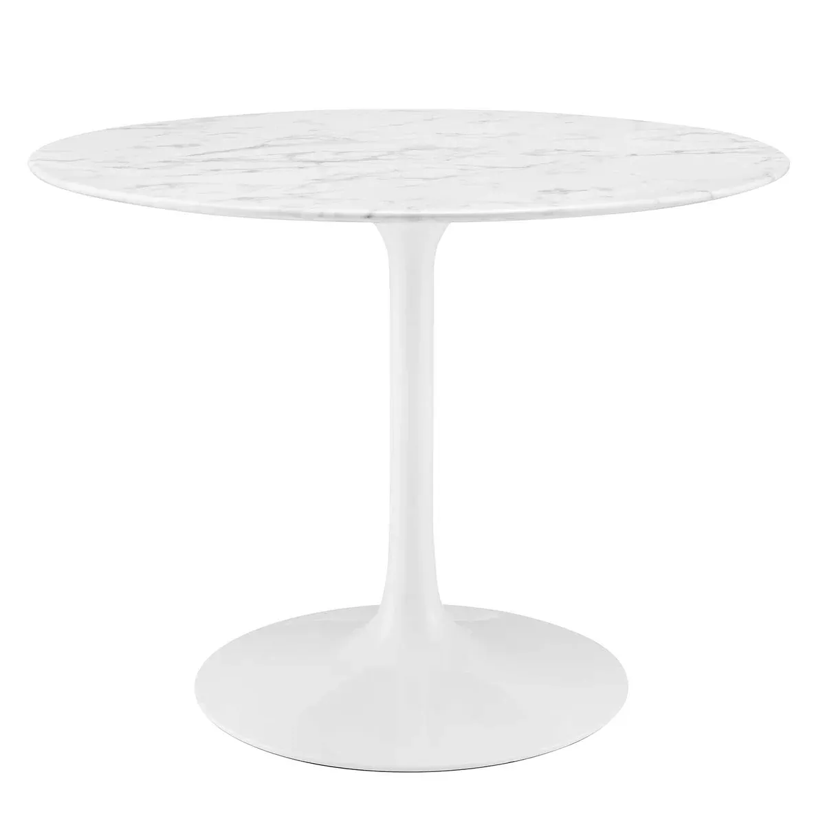 Modway Lippa 40" Mid-Century Dining Table with Round Artificial Marble Top in White