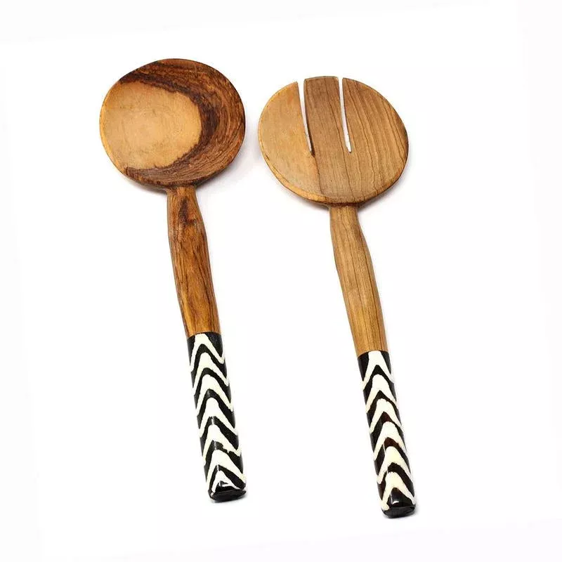 Olive Serving Set with Bone Handles 10 inch