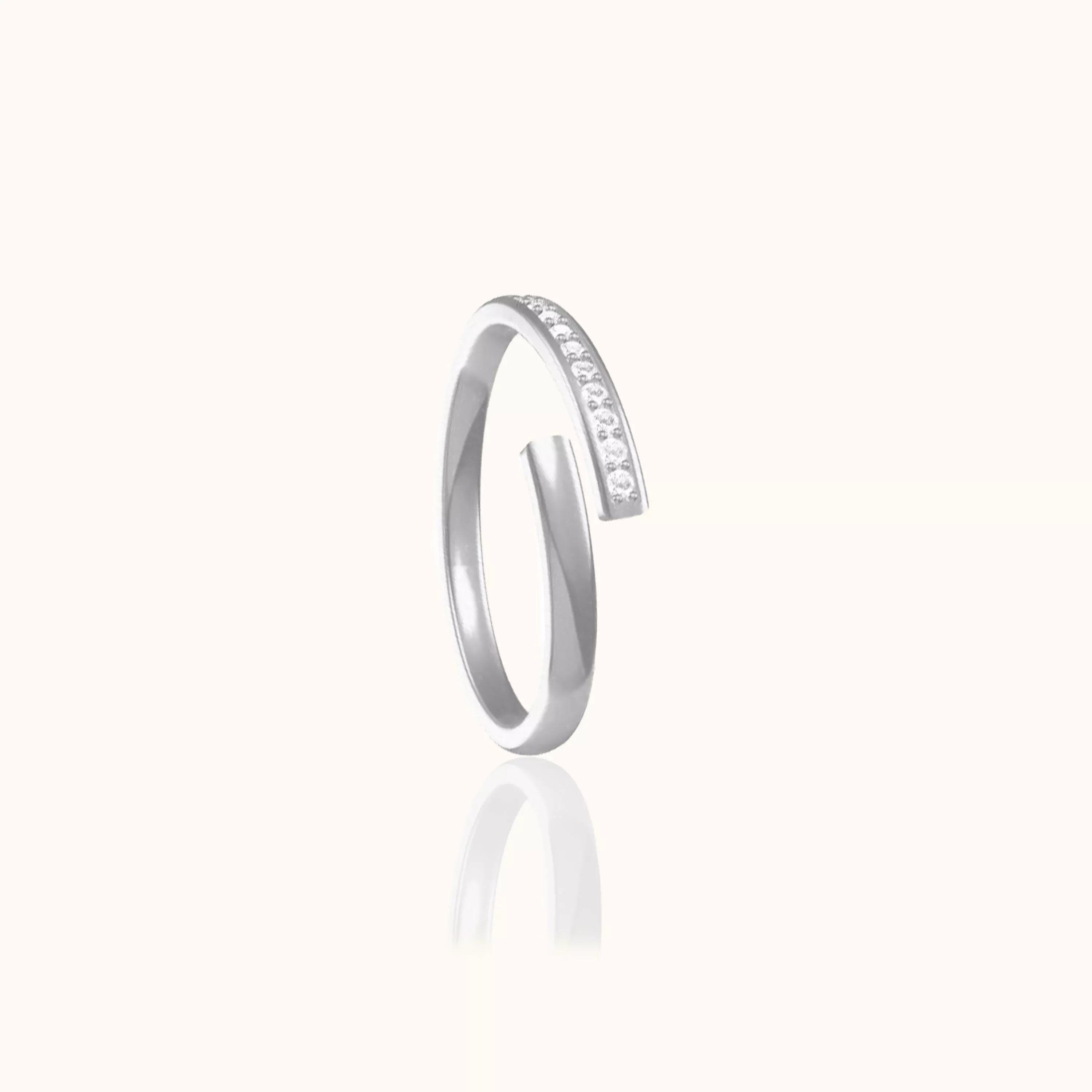Overlap CZ Titanium Band Ring
