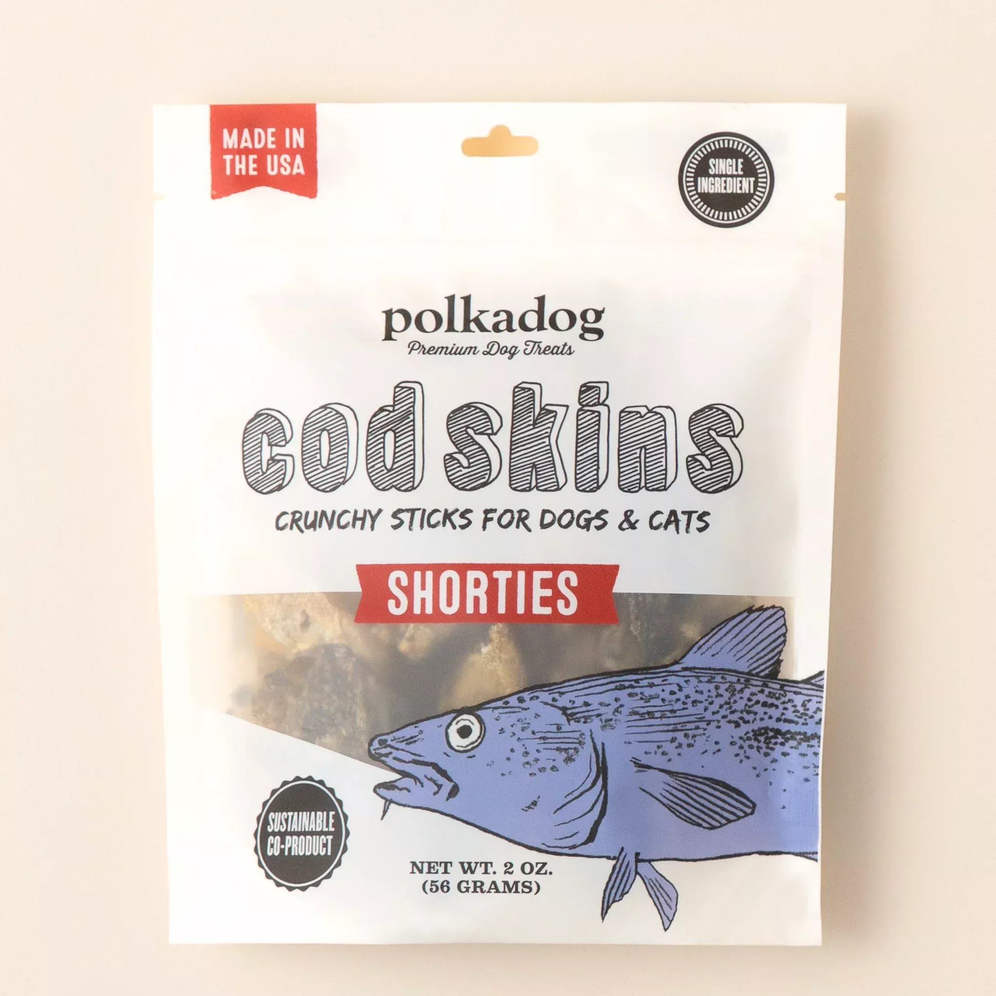 Polkadog Cod Skin Jerky Shorties (2oz)