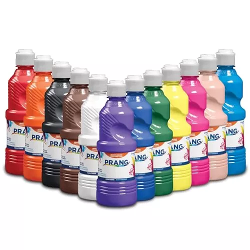 Prang Ready-to-Use Tempera Paint, Assorted Colors, 16 Oz., 12 Count