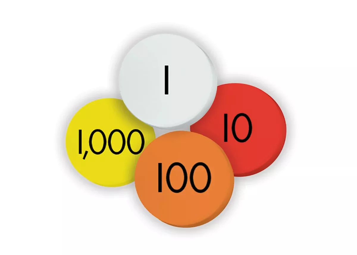Sensational Math Place Value Discs 4-Value Whole Numbers, Set of 100