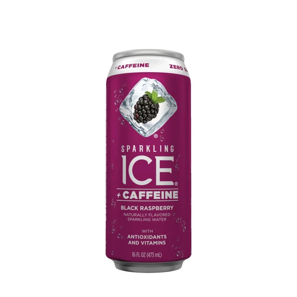 Sparkling Ice +Caffeine Plus Caffeine Black Raspberry Flavored Sparkling Water