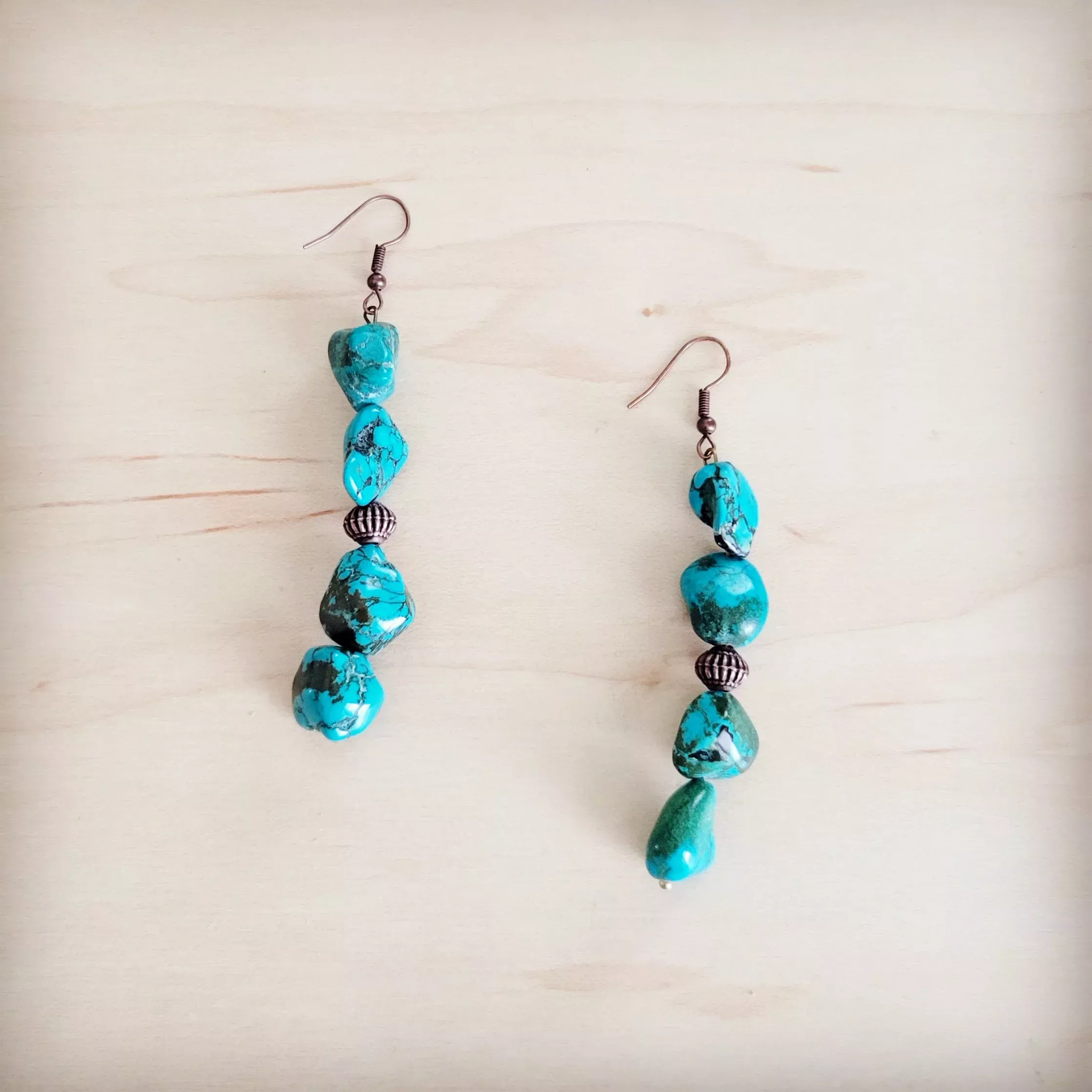 Stacked Turquoise and Copper Earrings 219f