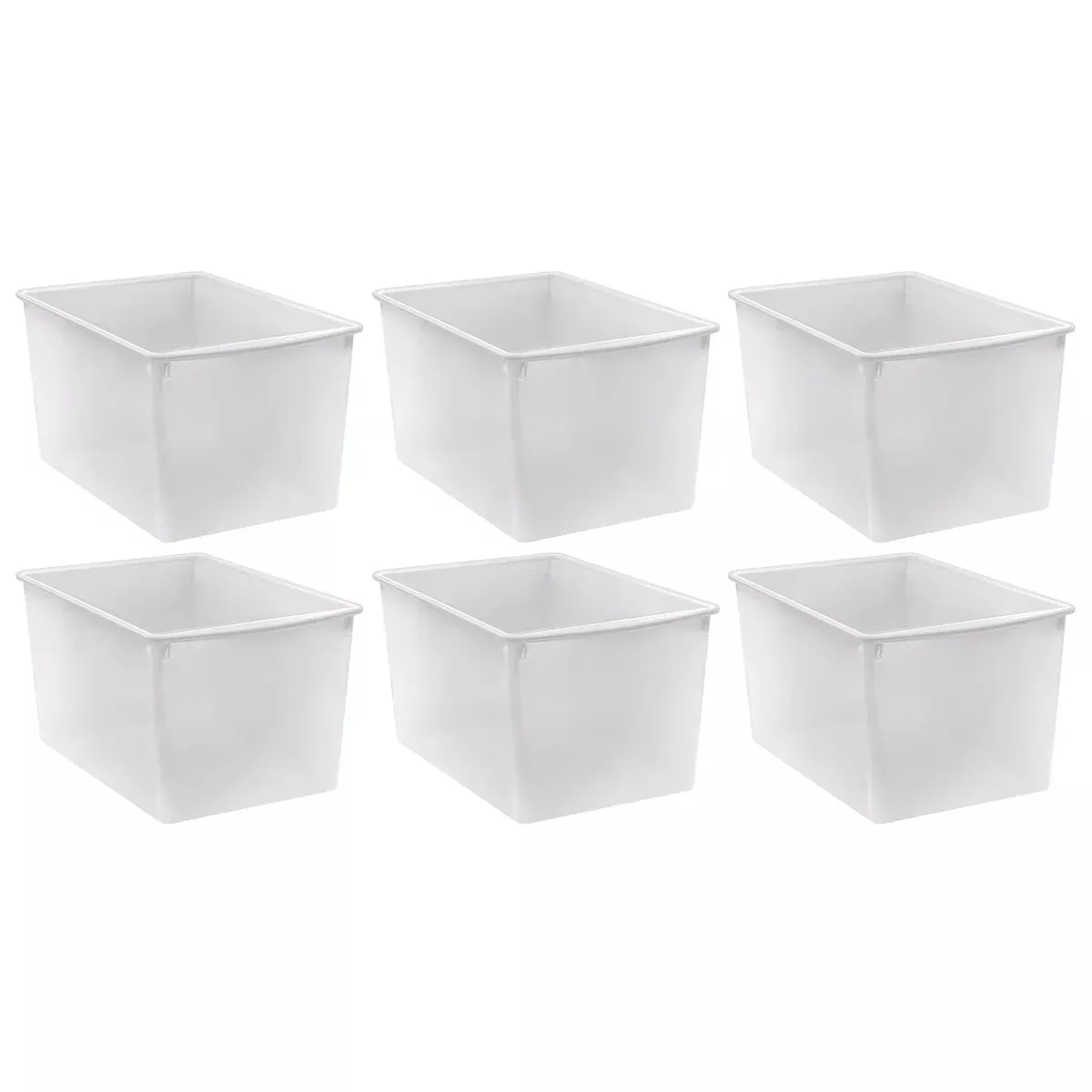 Teacher Created Resources Plastic Multi-Purpose Bin, Clear, Pack of 6