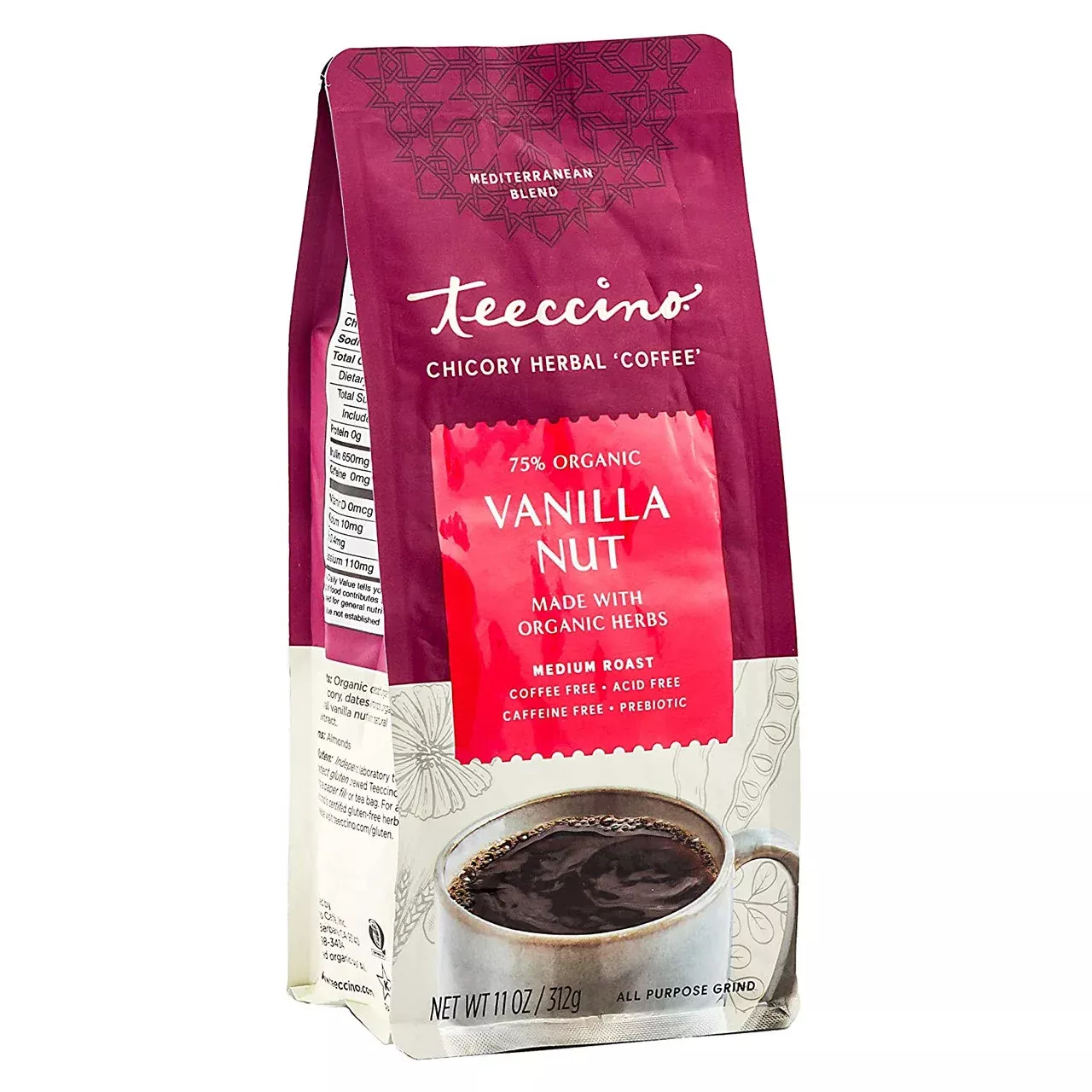 Teeccino Vanilla Nut Herbal Coffee- Case Of 6 - 11 Oz