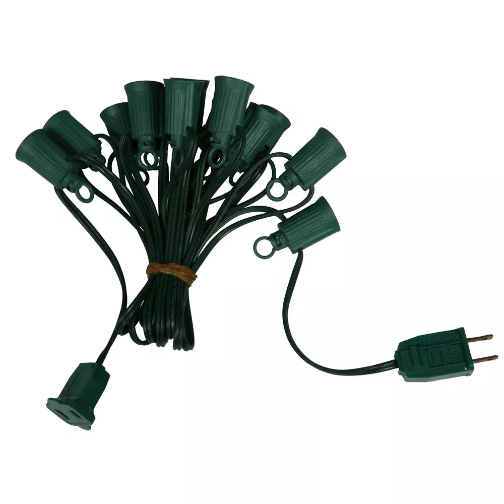 Vickerman 25 Count C9 Socket Set-Green Wire, Green